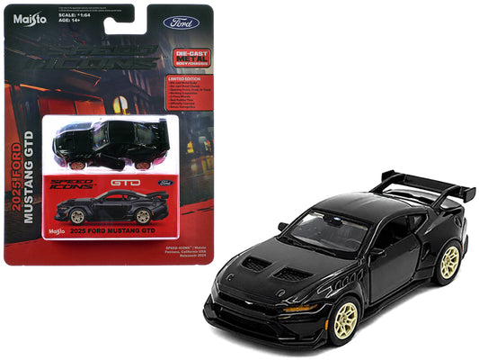 2025 Ford Mustang GTD Black Metallic "Speed Icons" Series 1/64 Diecast Model Car