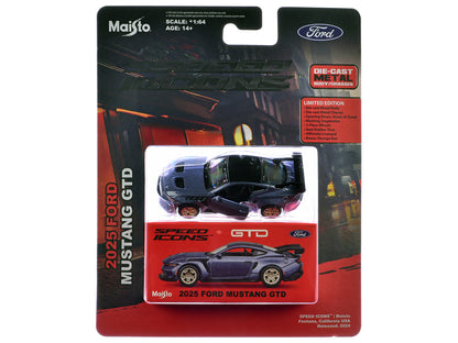 2025 Ford Mustang GTD Purple Metallic with Black Top "Speed Icons" Series 1/64 Diecast Model Car