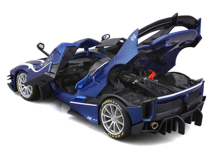 Ferrari FXX-K Evo #27 Blue Metallic with White Accents and Gray Metallic Top "Race + Play" Series 1/18 Diecast Model Car