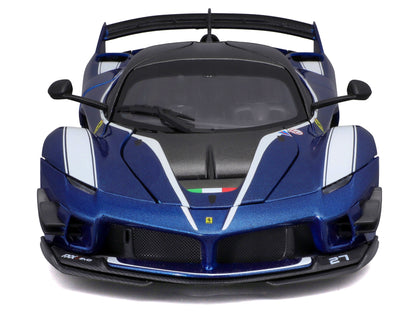 Ferrari FXX-K Evo #27 Blue Metallic with White Accents and Gray Metallic Top "Race + Play" Series 1/18 Diecast Model Car