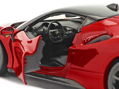 Ferrari SF90 Stradale Red with Black Top "Race + Play" Series 1/18 Diecast Model Car