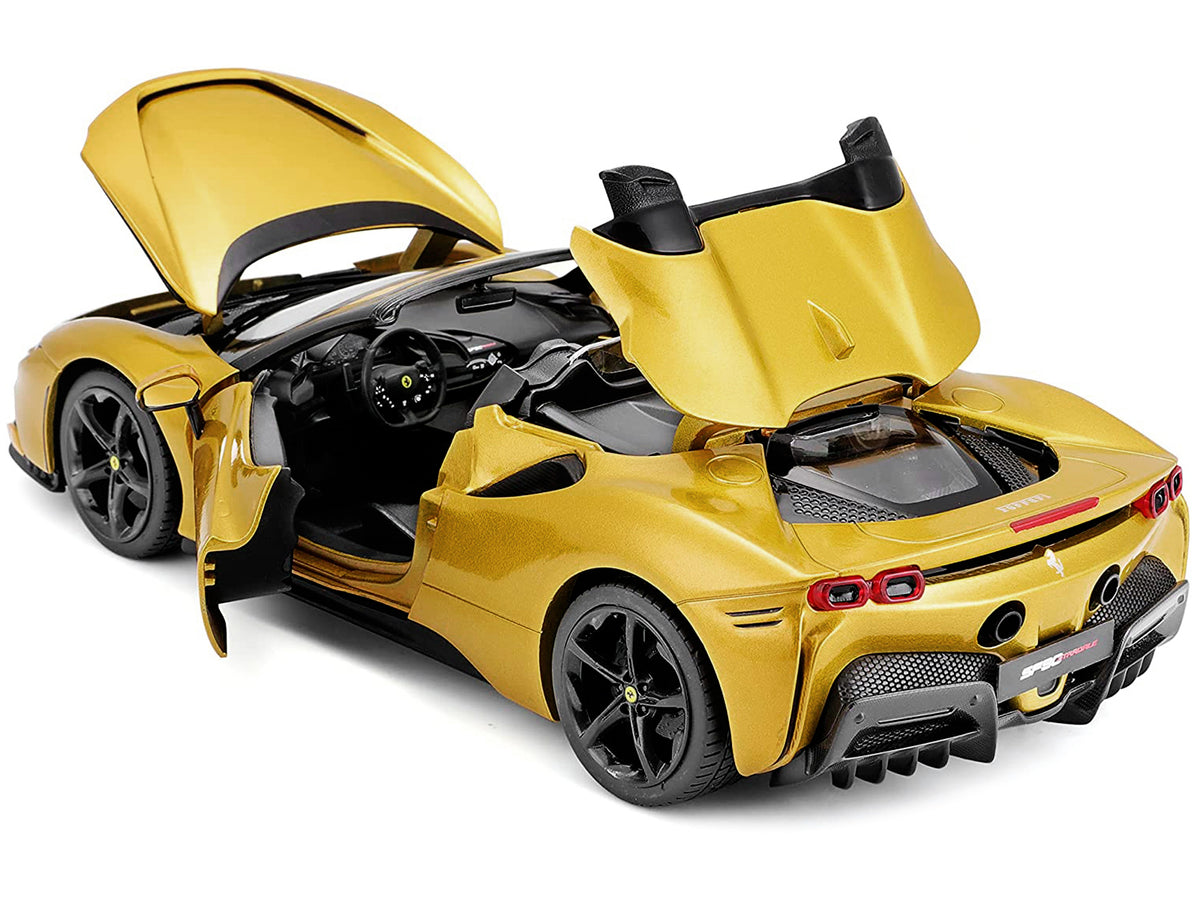 Ferrari SF90 Spider Gold Metallic "Race + Play" Series 1/18 Diecast Model Car