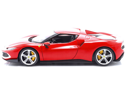 Ferrari 296 GTB Assetto Fiorano Red with White Stripes "Race + Play" Series 1/18 Diecast Model Car