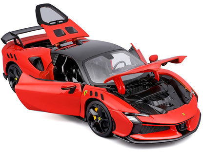 Ferrari SF90 XX Stradale Red with Black Top "Race + Play" Series 1/18 Diecast Model Car