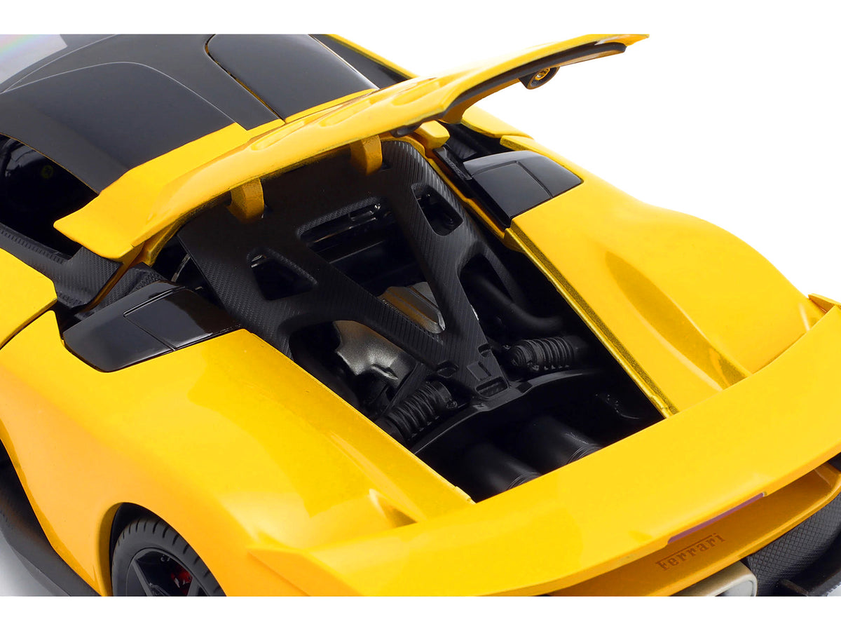 Ferrari F80 Yellow with Black Top "Race + Play" Series 1/18 Diecast Model Car