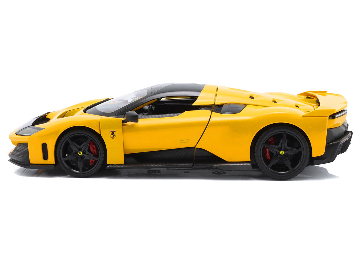 Ferrari F80 Yellow with Black Top "Race + Play" Series 1/18 Diecast Model Car