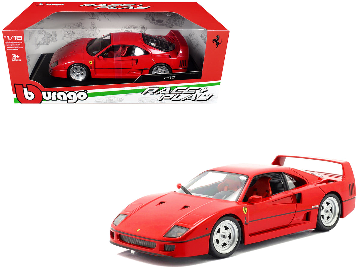 1987 Ferrari F40 Red "Race + Play" Series 1/18 Diecast Model Car
