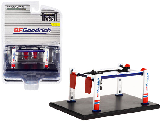 Adjustable Four-Post Lift "BFGoodrich" White and Red "Four-Post Lifts" "Four-Post Lifts" Series 4 1/64 Diecast Model