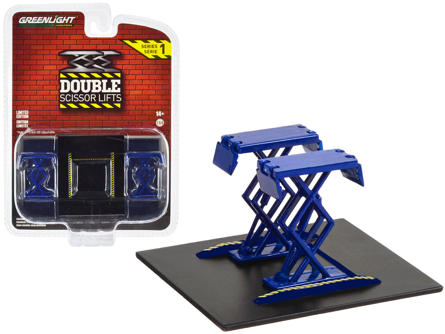 Automotive Double Scissor Lift Blue "Double Scissor Lifts" Series 1 1/64 Diecast Model