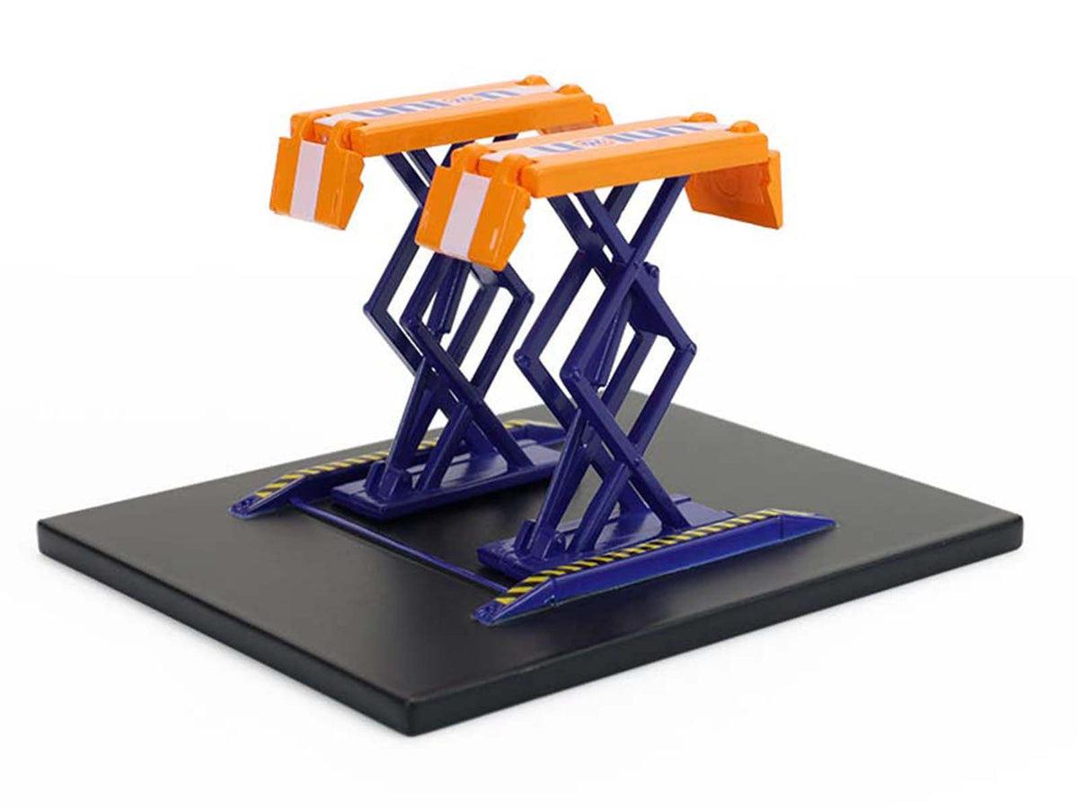 Automotive Double Scissor Lift "Union 76" Orange and Blue "Double Scissor Lifts" Series 2 1/64 Diecast Model