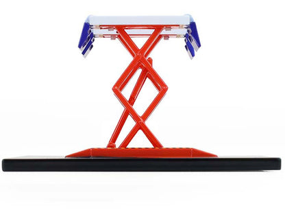 Automotive Double Scissor Lift "Chevron" White and Red "Double Scissor Lifts" Series 2 1/64 Diecast Model