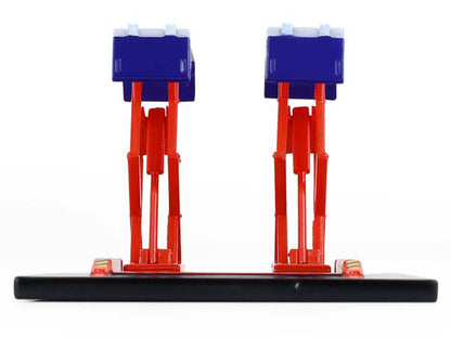 Automotive Double Scissor Lift "Chevron" White and Red "Double Scissor Lifts" Series 2 1/64 Diecast Model