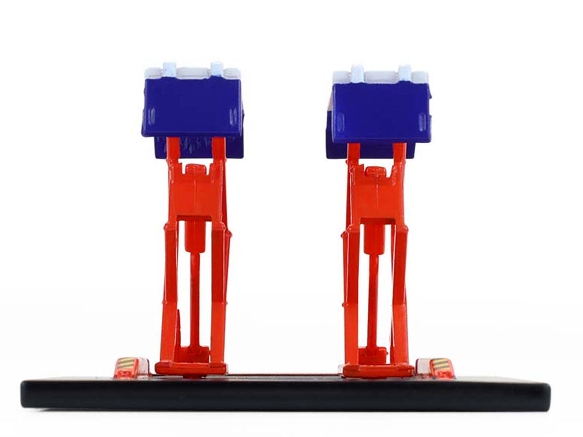 Automotive Double Scissor Lift "Chevron" White and Red "Double Scissor Lifts" Series 2 1/64 Diecast Model
