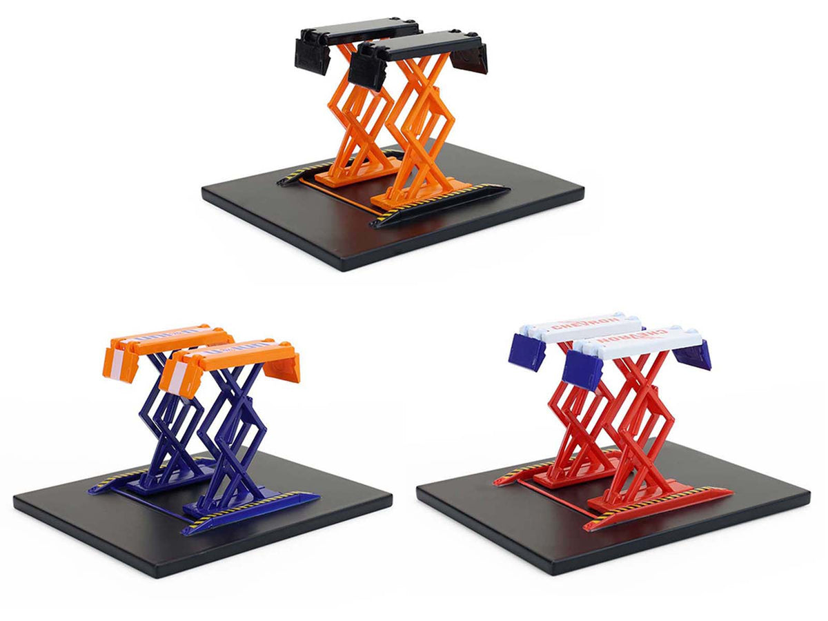 Automotive "Double Scissor Lifts" Series #2 Set of 3 pieces 1/64 Diecast Models
