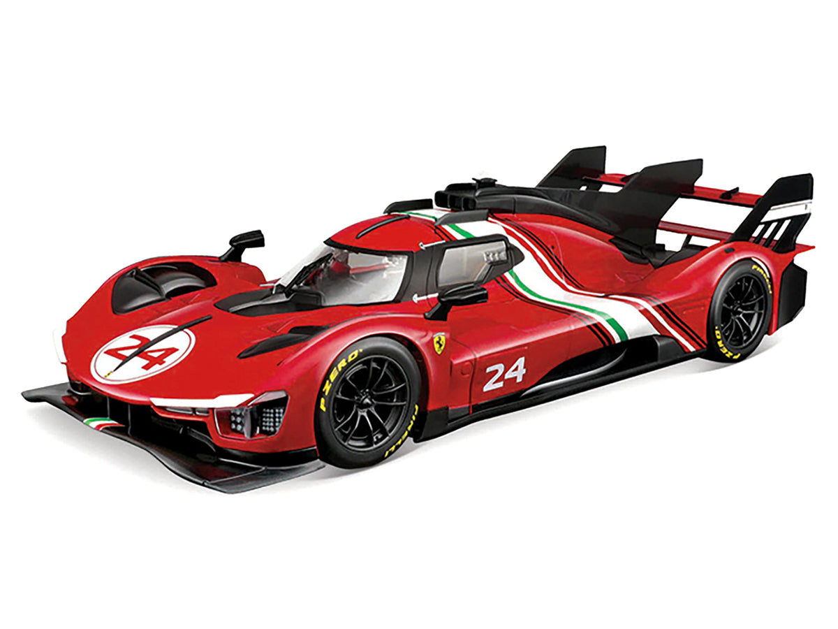 Ferrari 499P Modificata #24 Red with Italian Flag Stripes "Racing" Series 1/18 Diecast Model Car