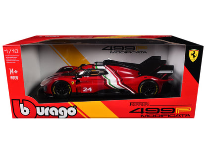 Ferrari 499P Modificata #24 Red with Italian Flag Stripes "Racing" Series 1/18 Diecast Model Car