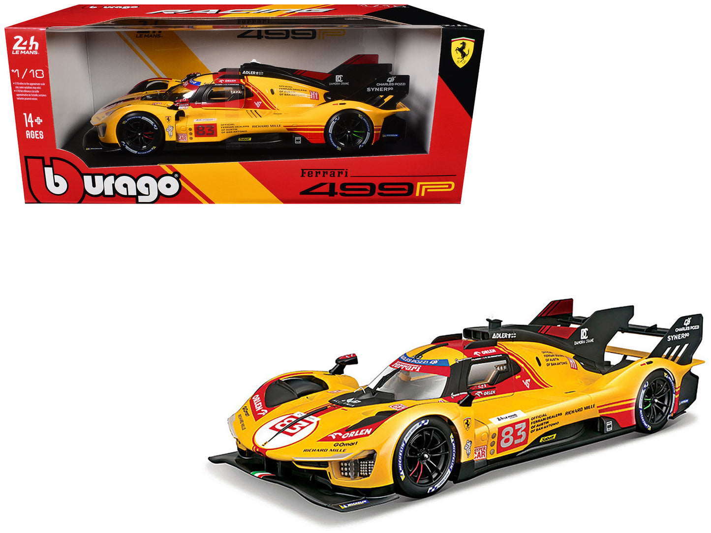Ferrari 499P #83 Robert Kubica - Robert Shwartzman - Yifei Ye "Ferrari AF Corse" "24 Hours of Le Mans" (2024) "Racing" Series 1/18 Diecast Model Car