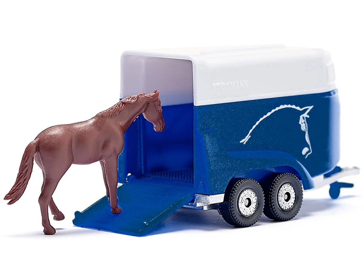 Jeep Red with Horse Trailer Blue and Horse Accessory Diecast Model