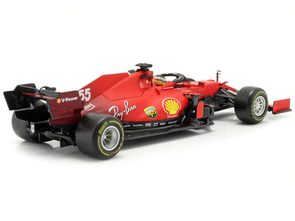 Ferrari SF21 #55 Carlos Sainz Formula One F1 Car "Ferrari Racing" Series 1/18 Diecast Model Car