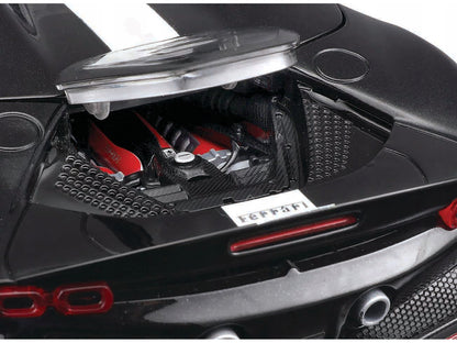 Ferrari SF90 Spider Assetto Fiorano Black Metallic with White Stripes "Signature Series" 1/18 Diecast Model Car