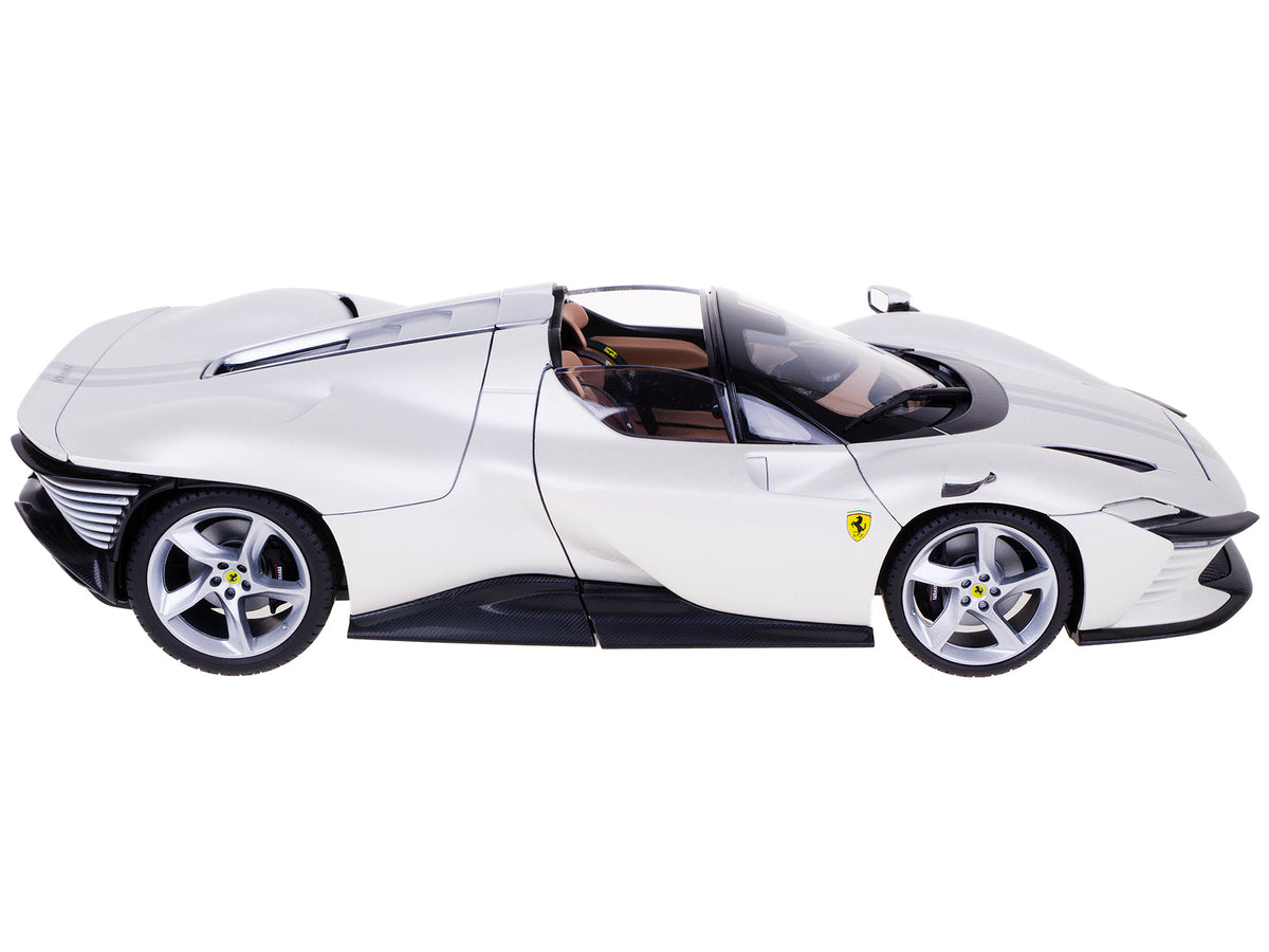 Ferrari Daytona SP3 White Metallic with Silver Stripes "Signature Series" 1/18 Diecast Model Car