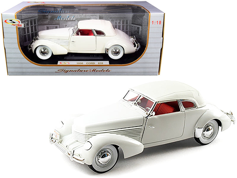 1936 Cord 810 Coupe White with Red Interior 1/18 Diecast Model Car