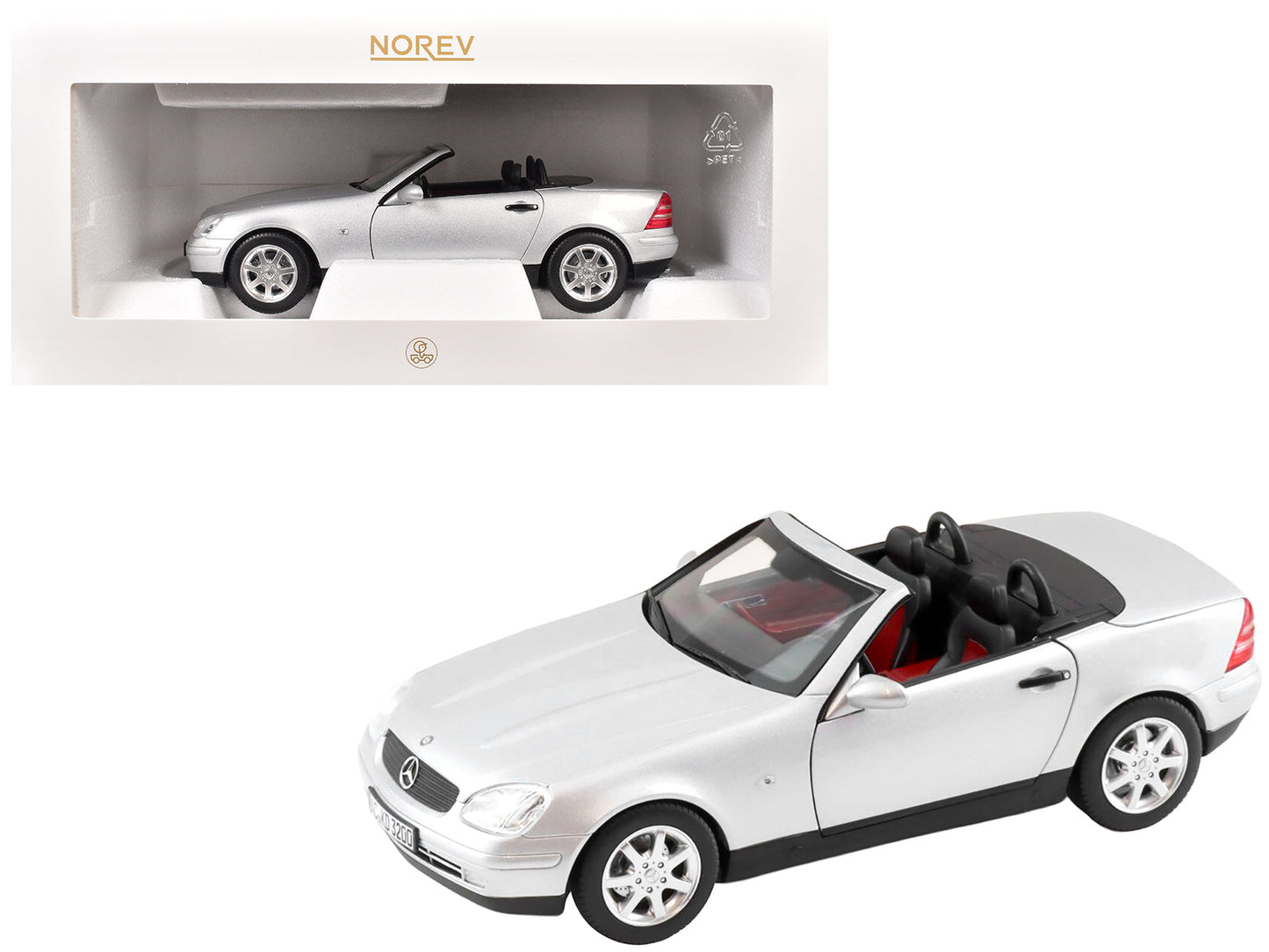 1996 Mercedes-Benz SLK Convertible Brilliant Silver Metallic 1/18 Diecast Model Car