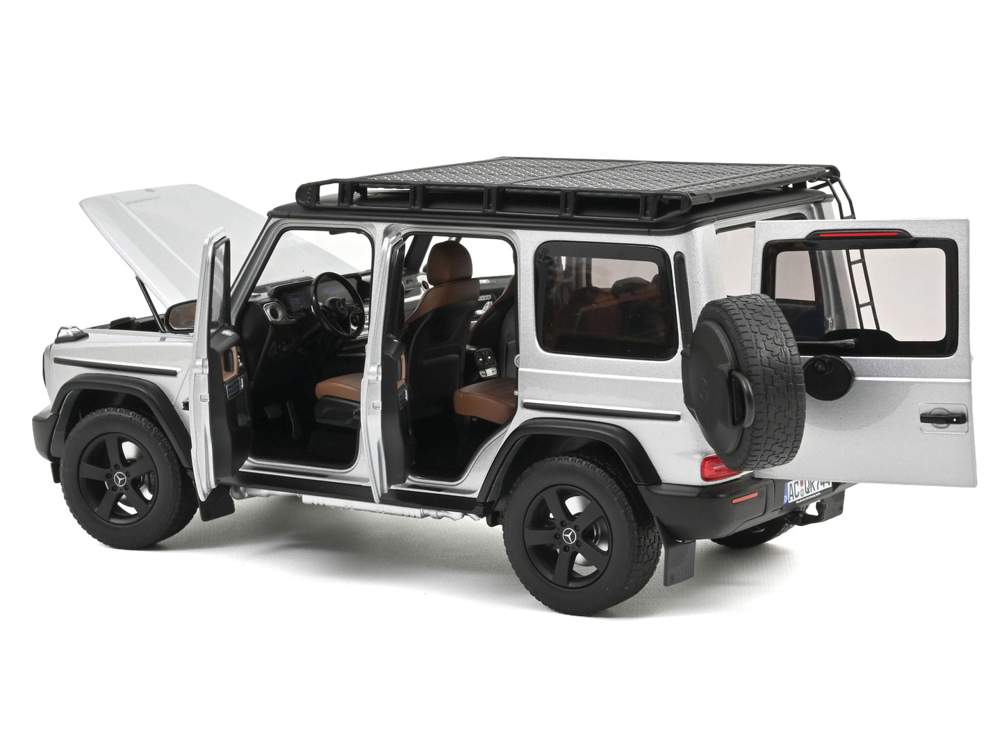 2024 Mercedes-Benz G-Class Professional Iridium Silver Metallic with Black Top and Roof Rack 1/18 Diecast Model Car