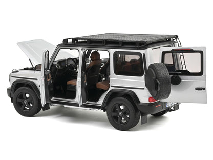 2024 Mercedes-Benz G-Class Professional Iridium Silver Metallic with Black Top and Roof Rack 1/18 Diecast Model Car
