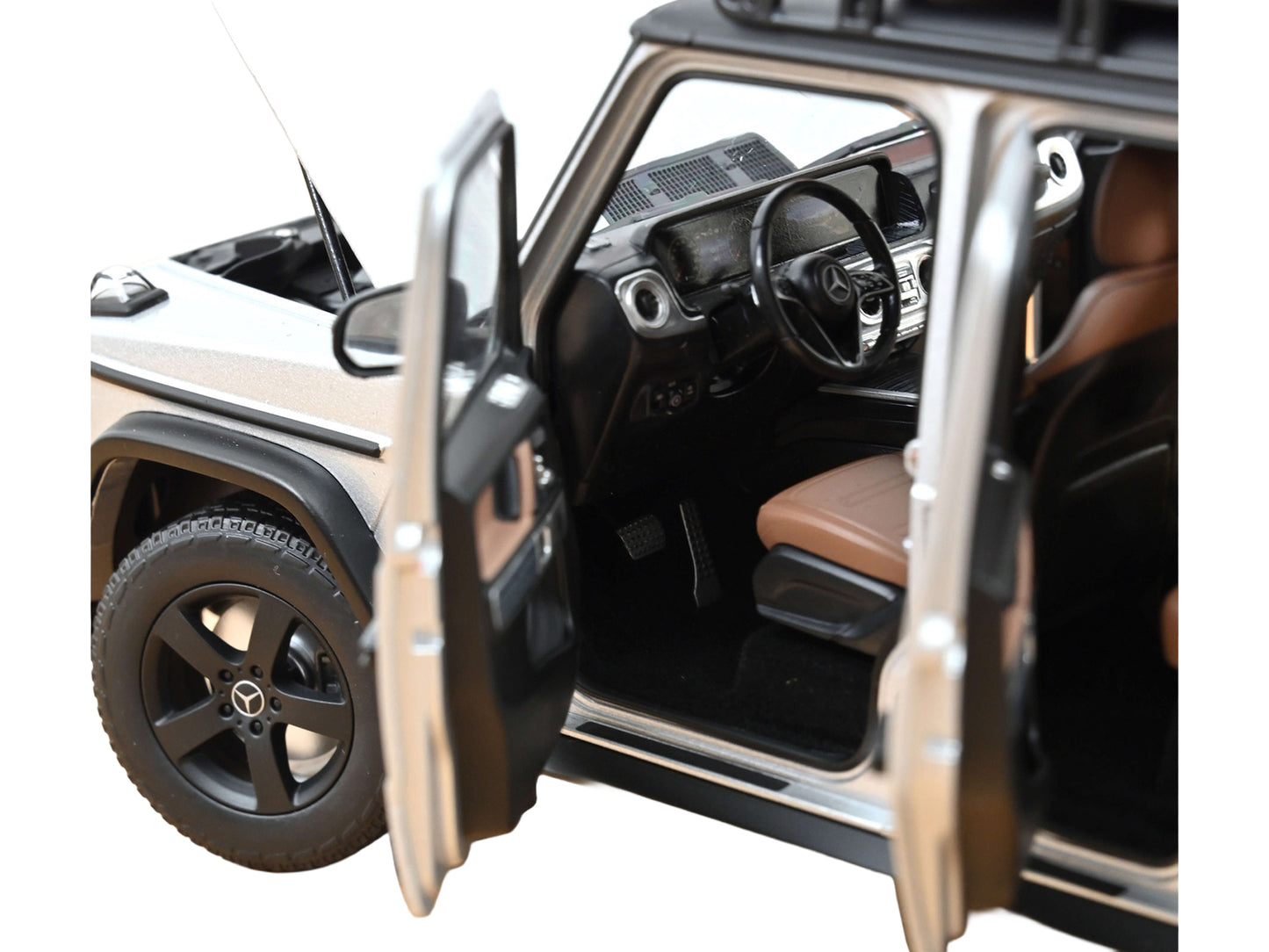 2024 Mercedes-Benz G-Class Professional Iridium Silver Metallic with Black Top and Roof Rack 1/18 Diecast Model Car