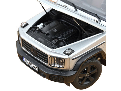 2024 Mercedes-Benz G-Class Professional Iridium Silver Metallic with Black Top and Roof Rack 1/18 Diecast Model Car