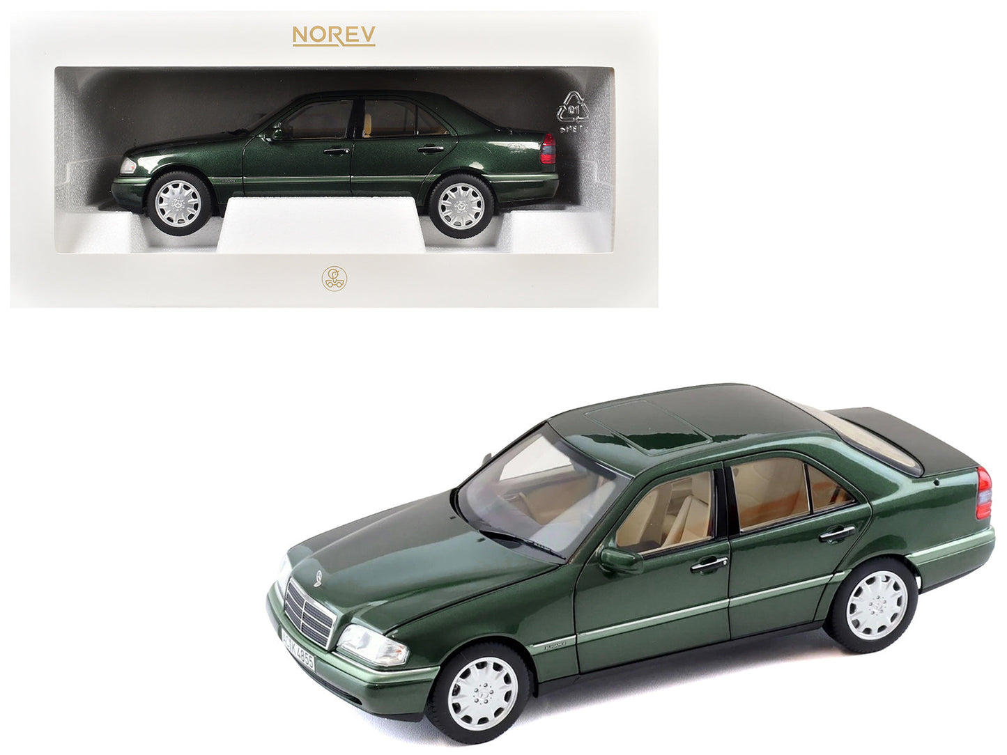 1993 Mercedes-Benz C-Class Malachite Green Metallic 1/18 Diecast Model Car