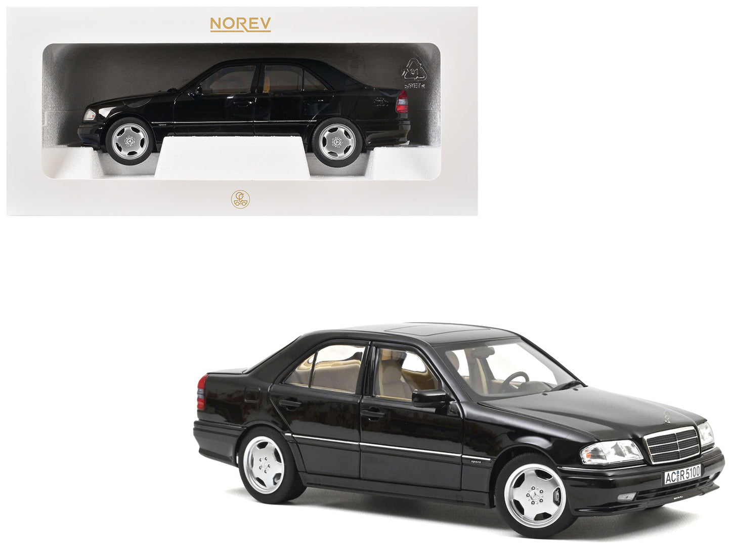 1993 Mercedes-Benz C36 AMG Black Metallic 1/18 Diecast Model Car