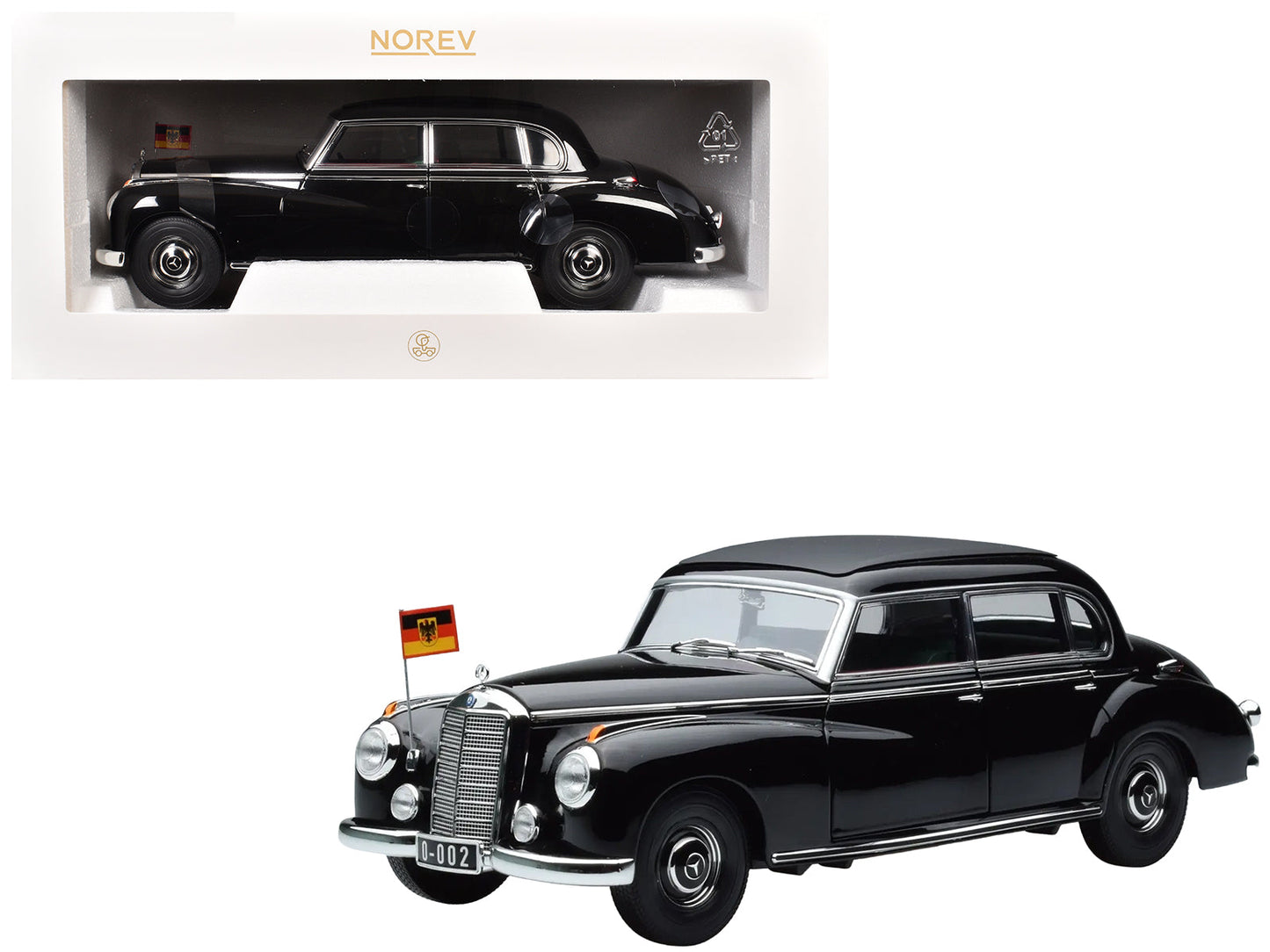 1955 Mercedes-Benz 300 Black "German Chancellor Konrad Adenauer" 1/18 Diecast Model Car