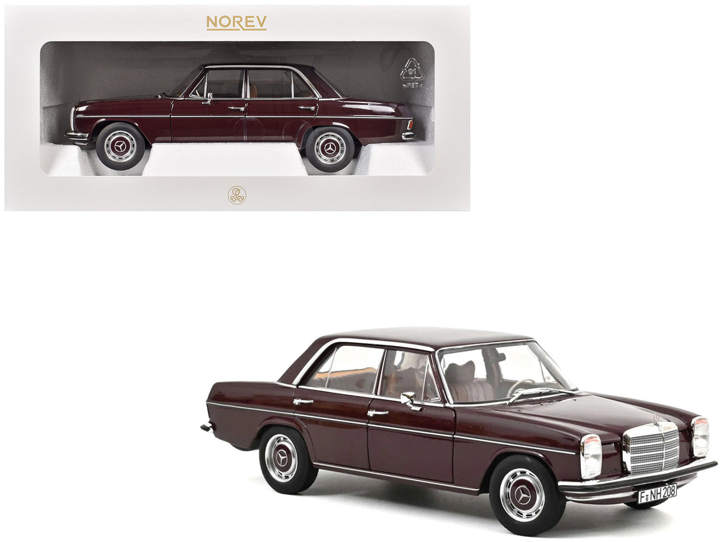 1968 Mercedes-Benz 200 Dark Red Brown 1/18 Diecast Model Car