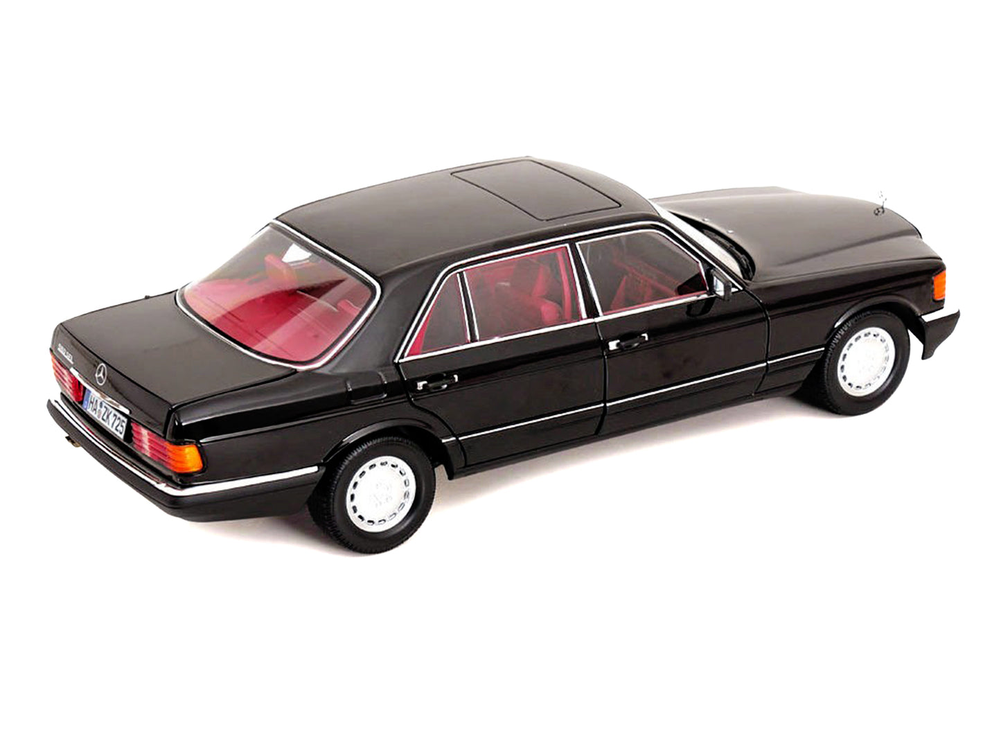 1991 Mercedes-Benz 560 SEL Type W126 Black with Red Interior 1/18 Diecast Model Car