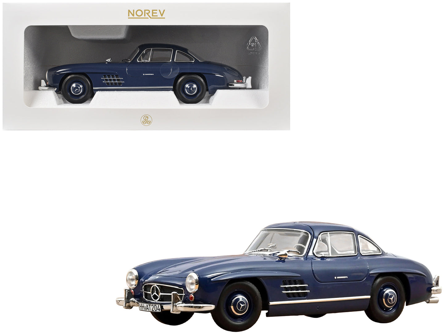1954 Mercedes-Benz 300 SL Blue 1/18 Diecast Model Car