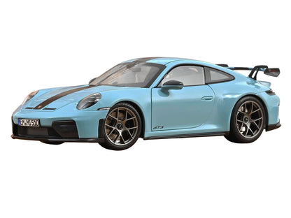 2025 Porsche 911 GT3 with Weissach Pack Gulf Blue with Carbon Stripe 1/18 Diecast Model Car
