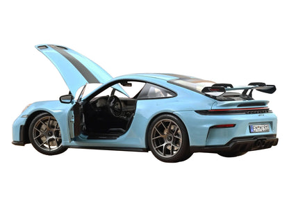 2025 Porsche 911 GT3 with Weissach Pack Gulf Blue with Carbon Stripe 1/18 Diecast Model Car