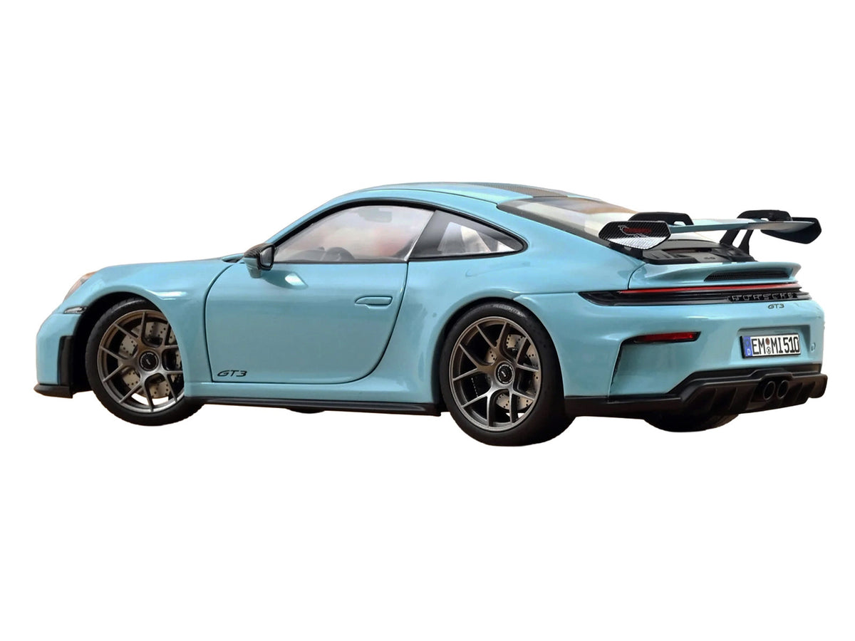 2025 Porsche 911 GT3 with Weissach Pack Gulf Blue with Carbon Stripe 1/18 Diecast Model Car