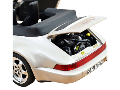 1992 Porsche 911 Carrera 2 Turbo Look Cabriolet Zermatt Silver Metallic 1/18 Diecast Model Car