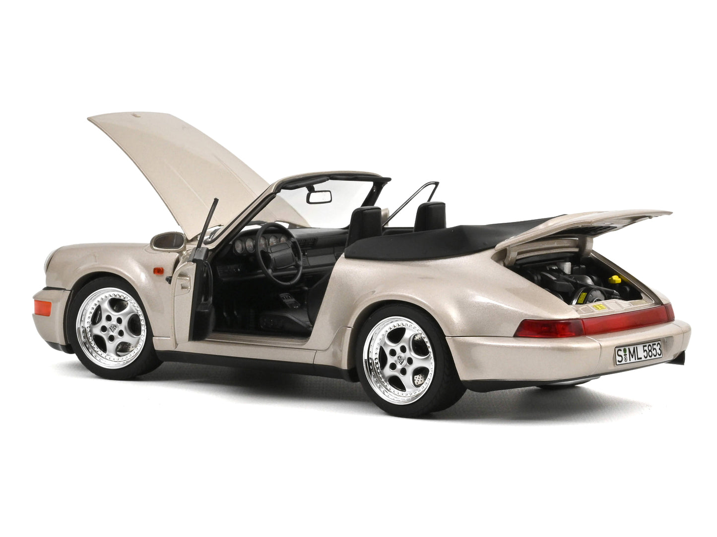 1992 Porsche 911 Carrera 2 Turbo Look Cabriolet Zermatt Silver Metallic 1/18 Diecast Model Car