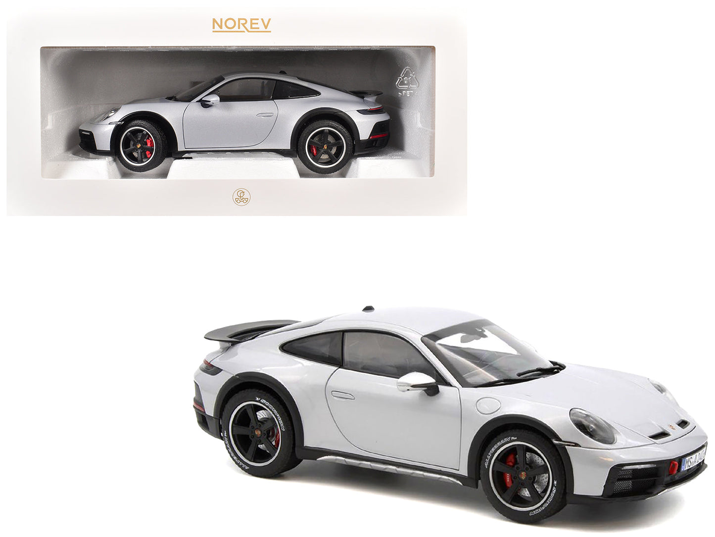 2023 Porsche 911 Dakar Ice Gray Metallic 1/18 Diecast Model Car