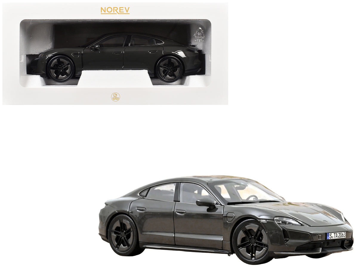 2024 Porsche Taycan Turbo S Slate Gray Neo 1/18 Diecast Model Car