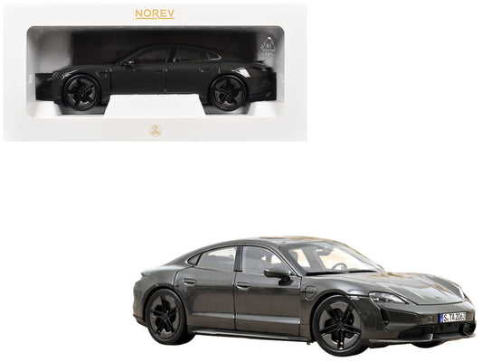 2024 Porsche Taycan Turbo S Slate Gray Neo 1/18 Diecast Model Car