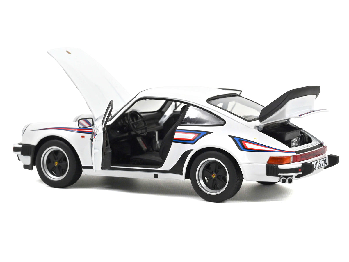 1980 Porsche 911 Turbo 3.3 White with Blue and Red Graphics 1/18 Diecast Model Car