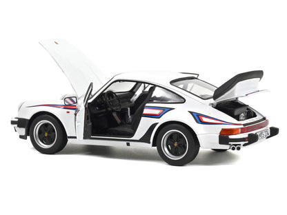 1980 Porsche 911 Turbo 3.3 White with Blue and Red Graphics 1/18 Diecast Model Car