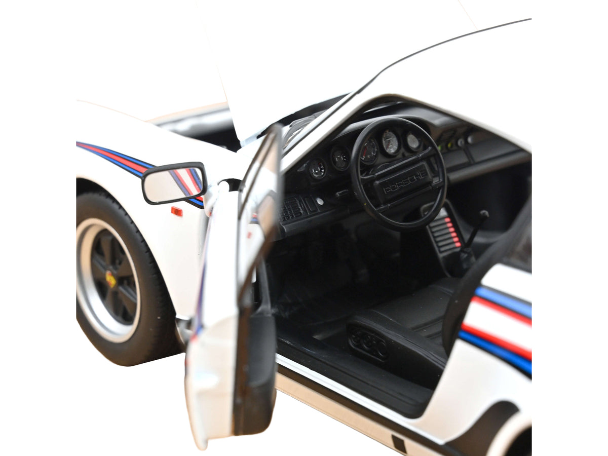 1980 Porsche 911 Turbo 3.3 White with Blue and Red Graphics 1/18 Diecast Model Car