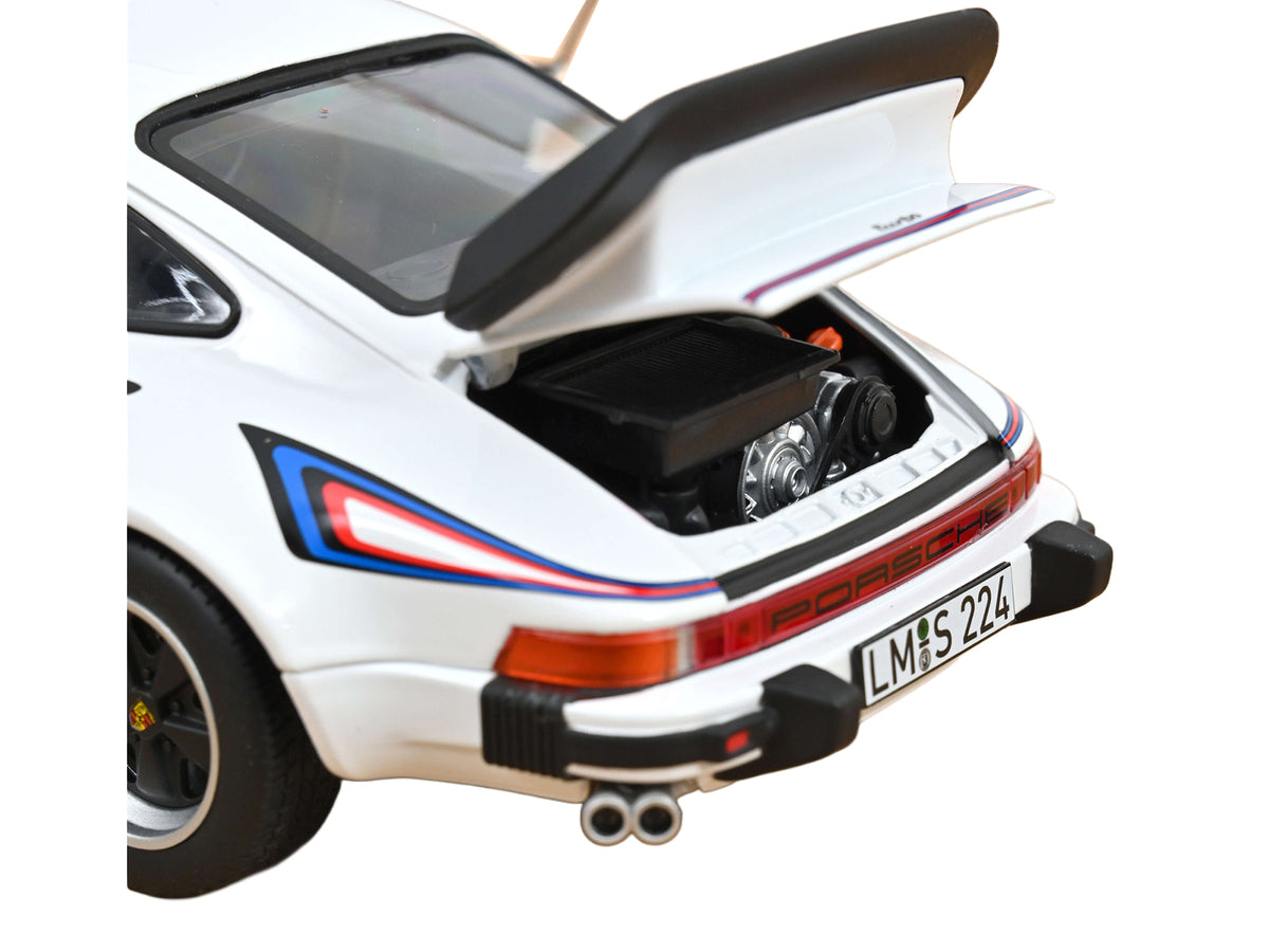 1980 Porsche 911 Turbo 3.3 White with Blue and Red Graphics 1/18 Diecast Model Car