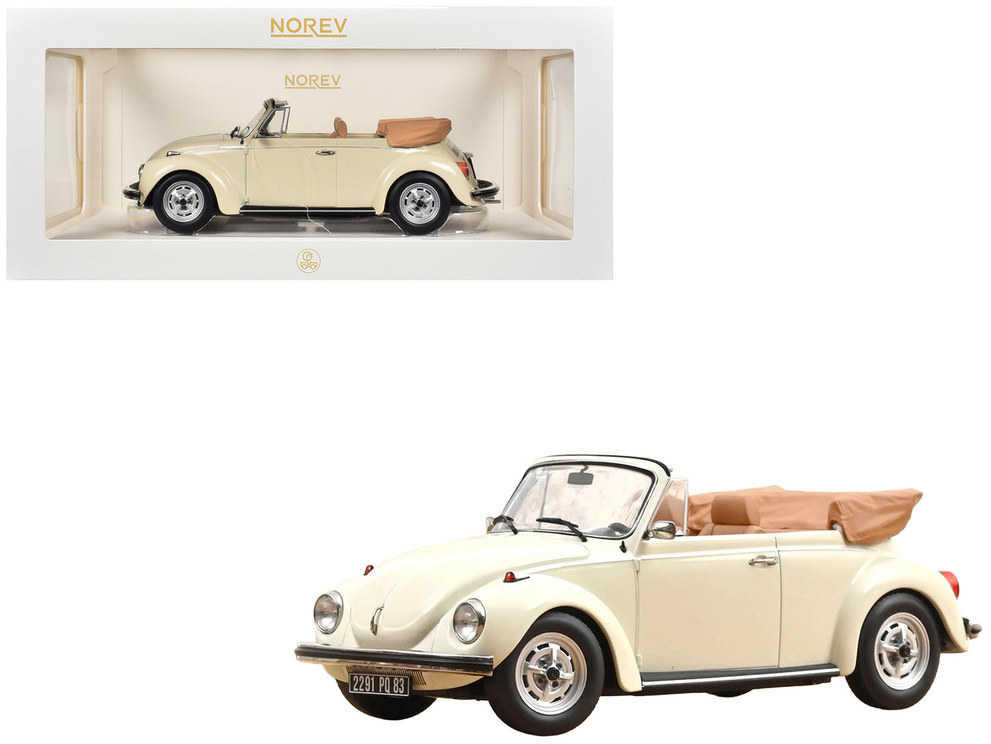 1972 Volkswagen 1303 Beetle Cabriolet Cream White 1/18 Diecast Model Car